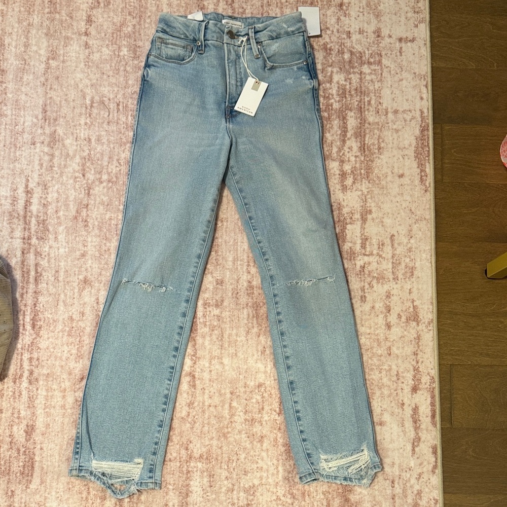 Good American Light Blue Straight Leg Jeans